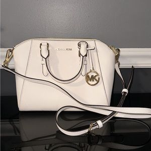 Michael Kors small white crossbody satchel